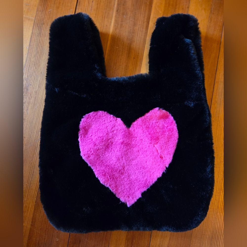 Charming Furry Heart Bag for Kids